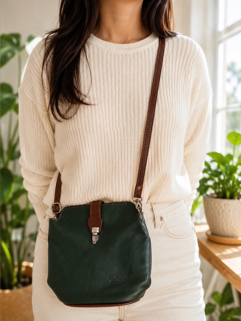 Italian Leather Crossbody Bag Made in Italy Adjustable Strap